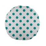 Polka Dots - Verdigris on White Standard 15  Premium Flano Round Cushion