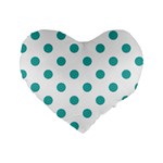 Polka Dots - Verdigris on White Standard 16  Premium Heart Shape Cushion