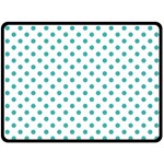 Polka Dots - Verdigris on White Double Sided Fleece Blanket (Large) (Two Sides)