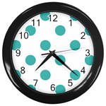 Polka Dots - Verdigris on White Wall Clock (Black)