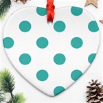 Polka Dots - Verdigris on White Heart Ornament (Two Sides)