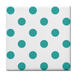 Polka Dots - Verdigris on White Tile Coaster