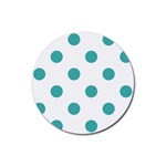 Polka Dots - Verdigris on White Rubber Coaster (Round)