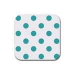 Polka Dots - Verdigris on White Rubber Coaster (Square)