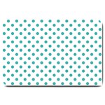 Polka Dots - Verdigris on White Large Doormat