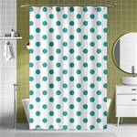 Polka Dots - Verdigris on White Shower Curtain 48  x 72  (Small)