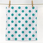 Polka Dots - Verdigris on White Face Towel