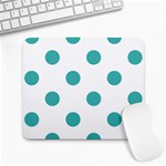 Polka Dots - Verdigris on White Large Mousepad
