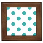 Polka Dots - Verdigris on White Framed Tile
