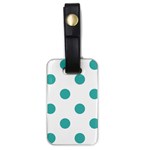Polka Dots - Verdigris on White Luggage Tag (One Side)