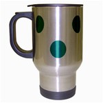 Polka Dots - Verdigris on White Travel Mug (Silver Gray)