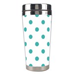 Polka Dots - Verdigris on White Stainless Steel Travel Tumbler