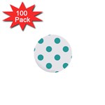 Polka Dots - Verdigris on White 1  Mini Button (100 pack)