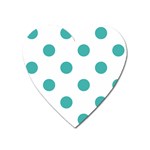 Polka Dots - Verdigris on White Magnet (Heart)