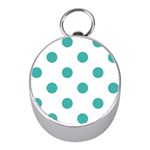 Polka Dots - Verdigris on White Silver Compass (Mini)