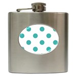 Polka Dots - Verdigris on White Hip Flask (6 oz)