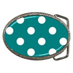 Polka Dots - White on Teal Belt Buckle