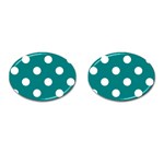 Polka Dots - White on Teal Cufflinks (Oval)