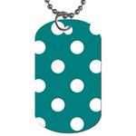 Polka Dots - White on Teal Dog Tag (Two Sides)
