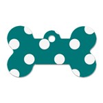 Polka Dots - White on Teal Dog Tag Bone (Two Sides)