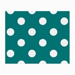 Polka Dots - White on Teal Small Glasses Cloth (2 Sides)