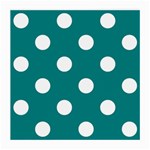 Polka Dots - White on Teal Medium Glasses Cloth (2 Sides)