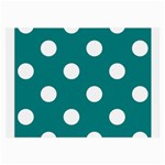 Polka Dots - White on Teal Large Glasses Cloth