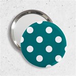 Polka Dots - White on Teal 2.25  Handbag Mirror
