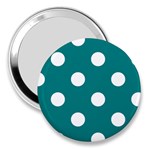 Polka Dots - White on Teal 3  Handbag Mirror