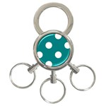 Polka Dots - White on Teal 3-Ring Key Chain