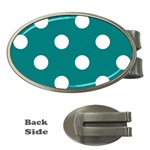 Polka Dots - White on Teal Money Clip (Oval)