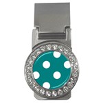 Polka Dots - White on Teal Money Clip (CZ)