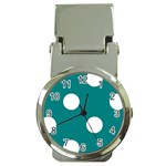 Polka Dots - White on Teal Money Clip Watch