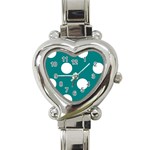 Polka Dots - White on Teal Heart Italian Charm Watch