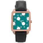 Polka Dots - White on Teal Rose Gold Leather Watch