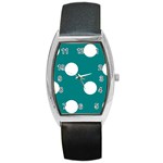Polka Dots - White on Teal Barrel Style Metal Watch