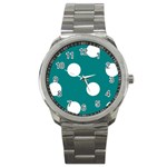 Polka Dots - White on Teal Sport Metal Watch