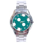 Polka Dots - White on Teal Stainless Steel Analogue Watch