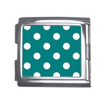 Polka Dots - White on Teal Mega Link Italian Charm (18mm)