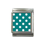 Polka Dots - White on Teal Italian Charm (13mm)