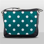 Polka Dots - White on Teal Messenger Bag