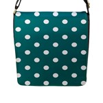 Polka Dots - White on Teal Flap Closure Messenger Bag (L)
