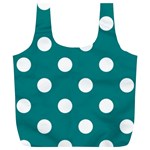 Polka Dots - White on Teal Full Print Recycle Bag (XL)