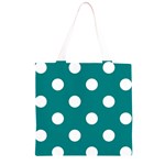Polka Dots - White on Teal Grocery Light Tote Bag