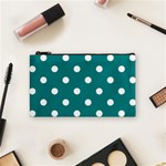 Polka Dots - White on Teal Cosmetic Bag (S)