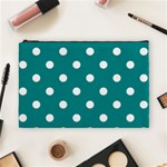 Polka Dots - White on Teal Cosmetic Bag (L)