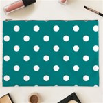 Polka Dots - White on Teal Cosmetic Bag (XXL)