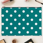Polka Dots - White on Teal Cosmetic Bag (XXXL)