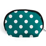 Polka Dots - White on Teal Accessory Pouch (Medium)