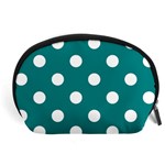 Polka Dots - White on Teal Accessory Pouch (Large)
